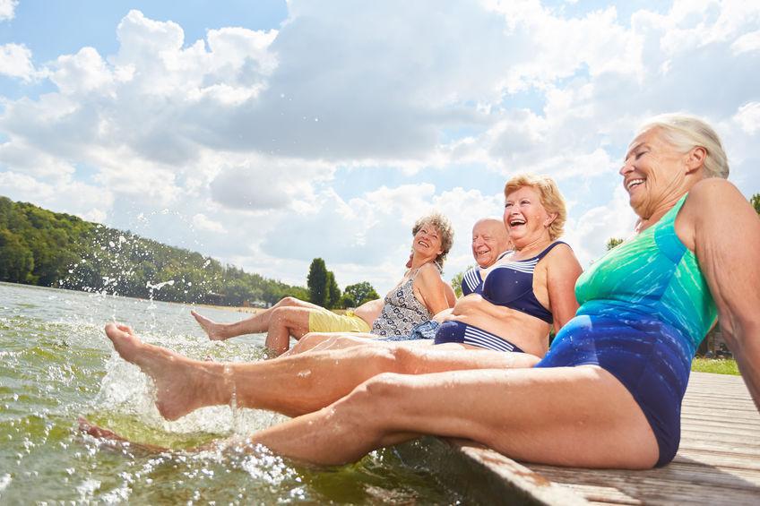 elderly woman having fun